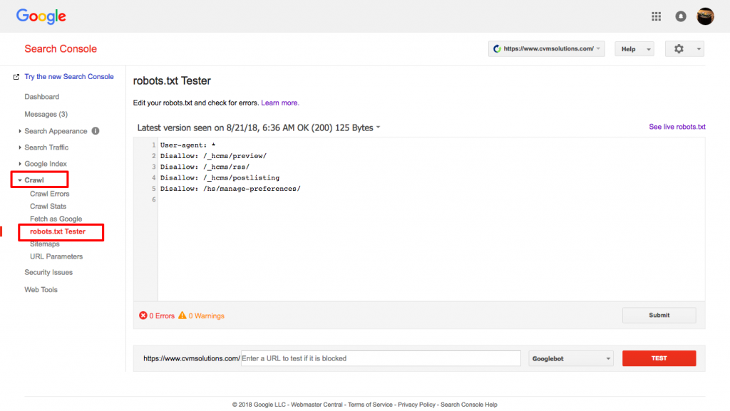 Tester di robots.txt di Google